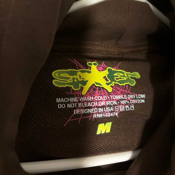 Never Worn Brown Sp5der hoodie, size medium. selling because it’s too small - Picture 3 of 3